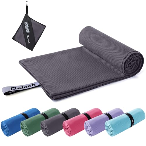 Linlook Mikrofaser Handtuch Groß 180x80cm- Kompakt Schnelltrocknend Sporthandtuch, Strandhandtuch, Reisehandtuch und Badetüch für Sport Travel Yoga Camping Beach Gym (Grau, 180x80cm) von Linlook