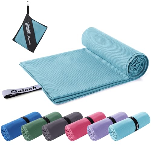 Linlook Mikrofaser Handtuch Groß 180x80cm- Kompakt Schnelltrocknend Sporthandtuch, Strandhandtuch, Reisehandtuch und Badetüch für Sport Travel Yoga Camping Beach Gym (Blau, 180x80cm) von Linlook