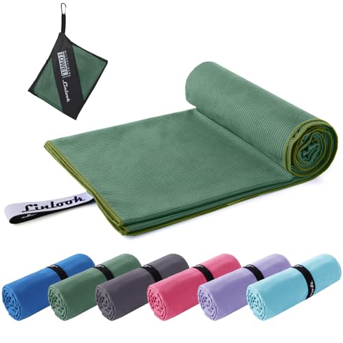 Linlook Mikrofaser Handtuch Groß 180x80cm- Kompakt Schnelltrocknend Sporthandtuch, Strandhandtuch, Reisehandtuch und Badetüch für Sport Travel Yoga Camping Beach Gym (Grün, 180x80cm) von Linlook