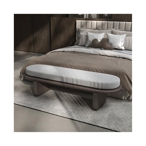 Ende der Bettbank Italienischer minimalistischer Nachttischhocker, Schlafzimmer, weicher Nachttischhocker, Bettcouch, Schuhbank, Garderobensofa, Lange Bank(Dark Brown) von Linmeas-753