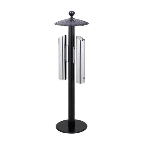 Linmeas-753 Bodenstehender Aschenbecher Öffentliche Zigarettenkippensäule for den Außenbereich, Aschensäule aus Edelstahl und eingebranntem Emaille Aschenbecher für den Innenbereich von Linmeas-753