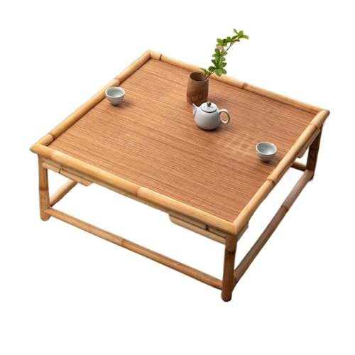 Linmeas-753 Einfacher Kleiner quadratischer Tatami-Tisch, japanischer Kleiner Couchtisch, Balkon-Fenstertisch, Bambus-Rattan-Zen-Kurztisch (Size : 50 * 50 * 30cm) von Linmeas-753