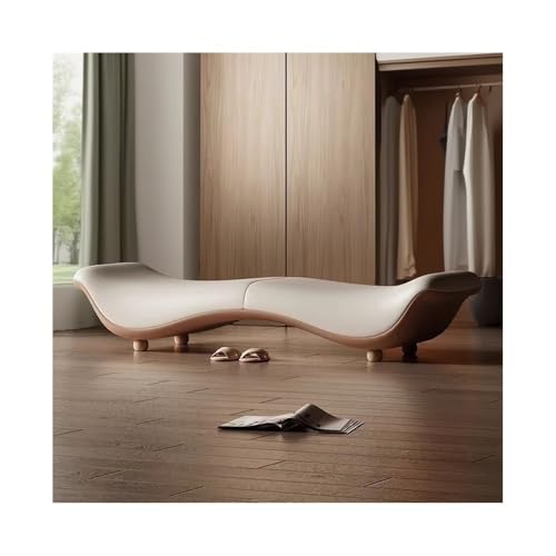 Linmeas-753 Ende der Bettbank Italienischer minimalistischer Betthocker, Schlafzimmerbetthocker, Bettvorderhocker, Schuhbank, Bekleidungsgeschäft, Sofabank(Beige,Mittel) von Linmeas-753