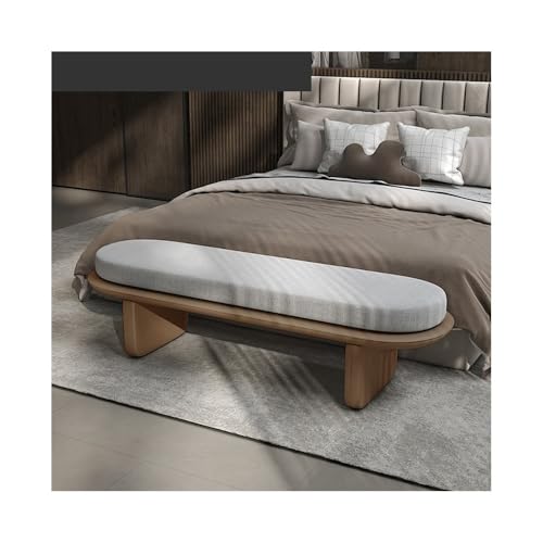 Linmeas-753 Ende der Bettbank Italienischer minimalistischer Nachttischhocker, Schlafzimmer, weicher Nachttischhocker, Bettcouch, Schuhbank, Garderobensofa, Lange Bank(Bruin) von Linmeas-753