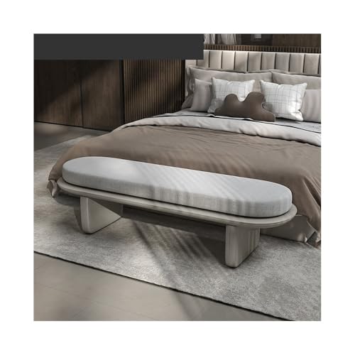 Linmeas-753 Ende der Bettbank Italienischer minimalistischer Nachttischhocker, Schlafzimmer, weicher Nachttischhocker, Bettcouch, Schuhbank, Garderobensofa, Lange Bank(Light Gray) von Linmeas-753