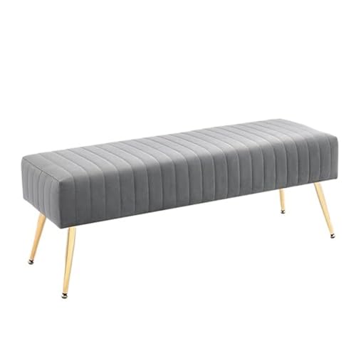 Linmeas-753 Ende der Bettbank Ottomane aus Samt, Moderne gepolsterte Schlafzimmerbänke, Fußstützenhocker, Innenbank for Eingangsbereich und Wohnzimmer(Grijs) von Linmeas-753