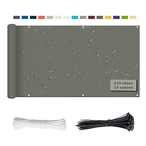 Balkon sichtschutz ohne Bohren(210Größen&15Farben) balkonabdeckung 220g/m² blickdichte balkonverkleidung Wind- und UV-Schutz mit Ösen Kabelbinder und Kordel für Balkongeländer Terrasse von Linmssd