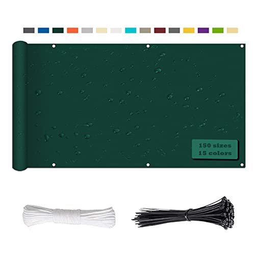 Balkon sichtschutz ohne Bohren(210Größen&15Farben) balkonabdeckung 220g/m² blickdichte balkonverkleidung Wind- und UV-Schutz mit Ösen Kabelbinder und Kordel für Balkongeländer Terrasse von Linmssd