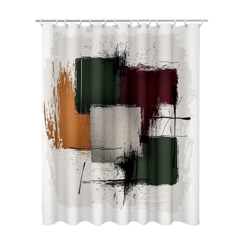 100x200 Duschvorhang Grau Shower Curtains mit 12 Duschrollo Haken, Duschrollo für Badewanne Beschwerter Saum Waschbar Polyester Stoff Extra Lang für Badezimmer, Geschenke für Frauen (Geometrisch) Z-23 von Linncen