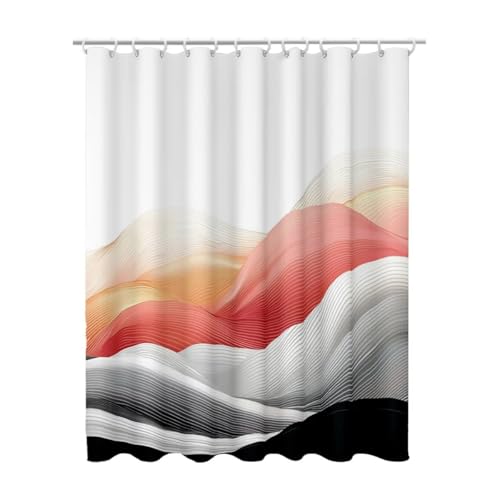 100x200 cm Duschvorhang Weiß Shower Curtains mit 12 Duschrollo Haken, Duschrollo für Badewanne Beschwerter Saum Waschbar Polyester Stoff Extra Lang für Badezimmer, Geschenke für Frauen (Modern) Z-26 von Linncen