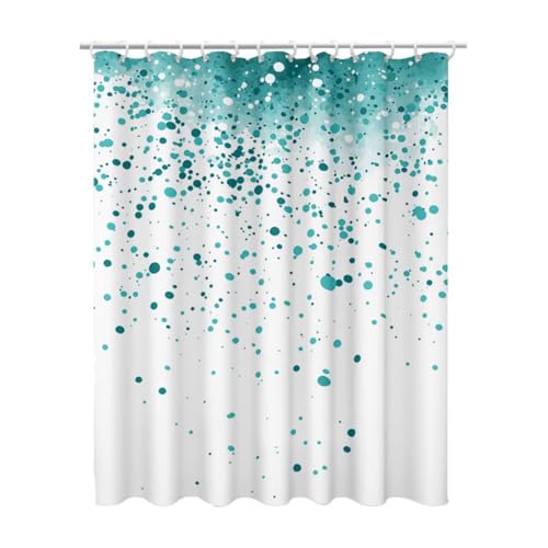 120 x 200 Duschvorhang Blaugrün Shower Curtains mit 12 Duschrollo Haken, Duschrollo für Badewanne Beschwerter Saum Waschbar Polyester Extra Lang für Badezimmer, Geschenke für Frauen (Modern) Q-38 von Linncen