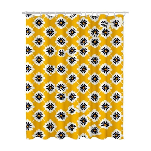 180x180 cm Duschvorhang Gelb Shower Curtains mit 12 Duschrollo Haken, Duschrollo für Badewanne Beschwerter Saum Waschbar Polyester Stoff Extra Lang für Badezimmer, Geschenke für Frauen (Bohemien) Y-16 von Linncen