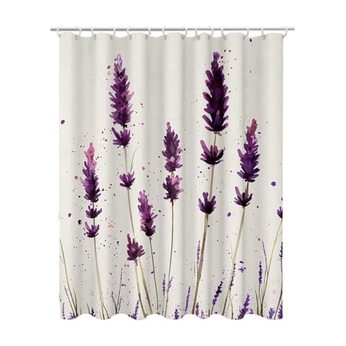 200x200 cm Duschvorhang Beige Shower Curtains mit 12 Duschrollo Haken, Duschrollo für Badewanne Beschwerter Saum Waschbar Polyester Stoff Extra Lang für Badezimmer, Geschenke für Frauen (Blumen) Y-7 von Linncen