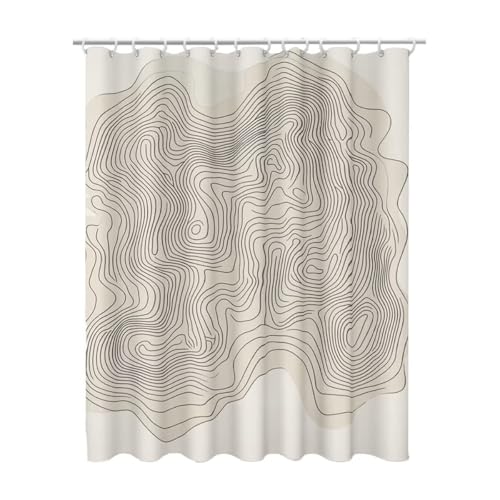 200x200 cm Duschvorhang Grau Shower Curtains mit 12 Duschrollo Haken, Duschrollo für Badewanne Beschwerter Saum Waschbar Polyester Stoff Extra Lang für Badezimmer, Geschenke für Frauen (Modern) Z-83 von Linncen