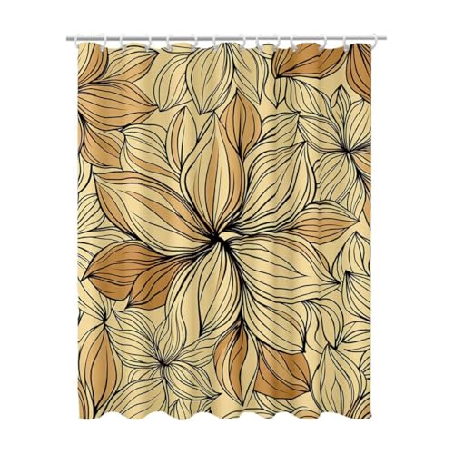 240x200 cm Duschvorhang Gelb Shower Curtains mit 12 Duschrollo Haken, Duschrollo für Badewanne Beschwerter Saum Waschbar Polyester Stoff Extra Lang für Badezimmer, Geschenke für Frauen (Abstrakt) Z-50 von Linncen