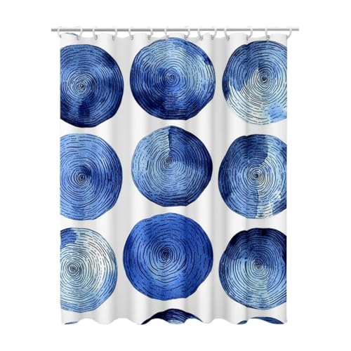 90x180 cm Duschvorhang Blau Shower Curtains mit 12 Duschrollo Haken, Duschrollo für Badewanne Beschwerter Saum Waschbar Polyester Stoff Extra Lang für Badezimmer, Geschenke für Frauen (Tupfen) Z-38 von Linncen