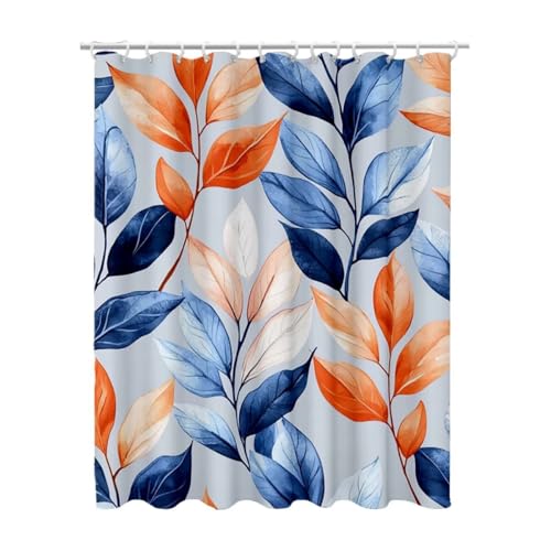 Duschvorhang 100x200 cm, Duschvorhang Blau Duschrollo für Badewanne, Shower Curtains mit Gewicht, Waschbar Polyester Stoff, Extra Lang mit 12 Duschvorhänge Haken für Badezimmer Badewanne (Rattan) Z-81 von Linncen