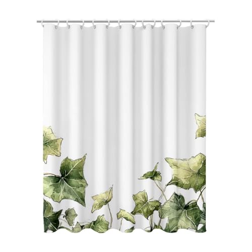 Duschvorhang 180x200, Duschvorhang Weiß Duschrollo für Badewanne, Shower Curtains mit Gewicht, Waschbar Polyester Stoff, Extra Lang mit 12 Duschvorhänge Haken für Badezimmer Badewanne (Einfach) Y-26 von Linncen