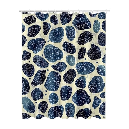 Duschvorhang 90x180 cm, Duschvorhang Blau Duschrollo für Badewanne, Shower Curtains mit Gewicht, Waschbar Polyester Stoff, Extra Lang mit 12 Duschvorhänge Haken für Badezimmer Badewanne (Tupfen) Y-11 von Linncen
