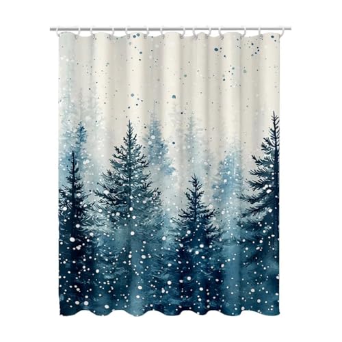 Duschvorhang Blau, Duschvorhang 200x200 mit 12 Duschrollo Haken, Duschrollo für Badewanne Beschwerter Saum, Shower Curtains Waschbar Polyester Extra Lang Badvorhang für Badezimmer (Dschungel) Z-19 von Linncen