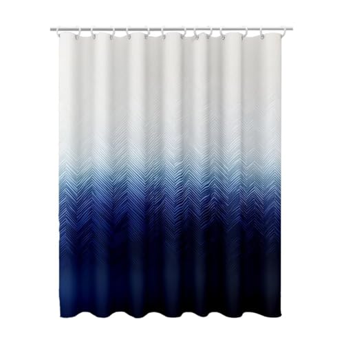 Duschvorhang Blau, Duschvorhang 200x200 mit 12 Duschrollo Haken, Duschrollo für Badewanne Beschwerter Saum, Shower Curtains Waschbar Polyester Stoff, Extra Lang Badvorhang für Badezimmer (Modern) Y-9 von Linncen