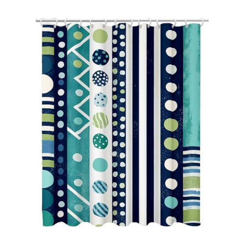 Duschvorhang Blaugrün, Duschvorhang 200x200 mit 12 Duschrollo Haken, Duschrollo für Badewanne Beschwerter Saum, Shower Curtains Waschbar Polyester Extra Lang Badvorhang für Badezimmer (Bohemien) Z-34 von Linncen