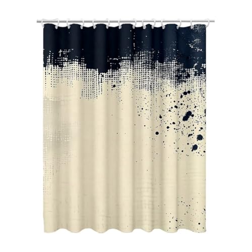 Duschvorhang Creme, Duschvorhang 180x180 mit 12 Duschrollo Haken, Duschrollo für Badewanne Beschwerter Saum, Shower Curtains Waschbar Polyester Extra Lang Badvorhang für Badezimmer (Einfach) Z-97 von Linncen