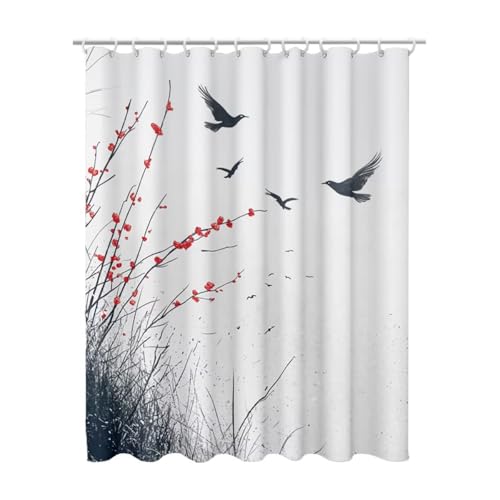 Duschvorhang Grau, Duschvorhang 120 x 200 mit 12 Duschrollo Haken, Duschrollo für Badewanne Beschwerter Saum, Shower Curtains Waschbar Polyester Extra Lang Badvorhang für Badezimmer (Einfach) Z-7 von Linncen
