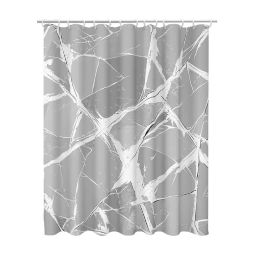 Duschvorhang Grau, Duschvorhang 180x180 mit 12 Duschrollo Haken, Duschrollo für Badewanne Beschwerter Saum, Shower Curtains Waschbar Polyester Stoff, Extra Lang Badvorhang für Badezimmer (Marmor) Z-88 von Linncen