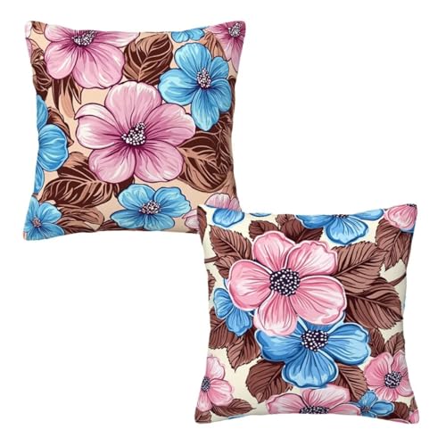 Kissenbezug 35x35 cm Blumen, Dekokissen Kissenbezüge 2er Set, Samt Sofakissen Kopfkissenbezug, Deko Kissen Bunt Beidseitiger Druck, Zierkissen Kissenbezug für Herbst Deko Wohnzimmer Schlafzimmer H-50 Kissenbezug 35x35 cm Blumen, Dekokissen Kissenbezüge 2er Set, Samt Sofakissen Kopfkissenbezug, Deko Kissen Bunt Beidseitiger Druck, Zierkissen Kissenbezug für Herbst Deko Wohnzimmer Schlafzimmer H-50 von Linncen