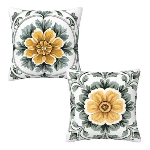 Kissenbezug 35x35 cm Weiß, Dekokissen Kissenbezüge 2er Set, Samt Sofakissen Kopfkissenbezug, Deko Kissen Mandala Beidseitiger Druck, Zierkissen Kissenbezug für Herbst Deko Wohnzimmer Schlafzimmer H-86 Kissenbezug 35x35 cm Weiß, Dekokissen Kissenbezüge 2er Set, Samt Sofakissen Kopfkissenbezug, Deko Kissen Mandala Beidseitiger Druck, Zierkissen Kissenbezug für Herbst Deko Wohnzimmer Schlafzimmer H-86 von Linncen