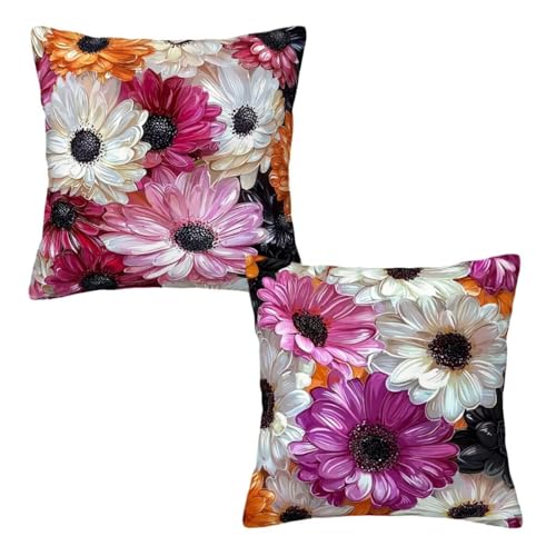 Kissenbezug 40x40 cm Blumen, Dekokissen Kissenbezüge 2er Set, Samt Sofakissen Kopfkissenbezug, Deko Kissen Bunt Beidseitiger Druck, Zierkissen Kissenbezug für Herbst Deko Wohnzimmer Schlafzimmer Z-22 Kissenbezug 40x40 cm Blumen, Dekokissen Kissenbezüge 2er Set, Samt Sofakissen Kopfkissenbezug, Deko Kissen Bunt Beidseitiger Druck, Zierkissen Kissenbezug für Herbst Deko Wohnzimmer Schlafzimmer Z-22 von Linncen