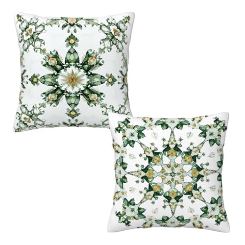 Kissenbezug 40x40 cm Grün, Dekokissen Kissenbezüge 2er Set, Samt Sofakissen Kopfkissenbezug, Deko Kissen Mandala Beidseitiger Druck, Zierkissen Kissenbezug für Herbst Deko Wohnzimmer Schlafzimmer E-28 Kissenbezug 40x40 cm Grün, Dekokissen Kissenbezüge 2er Set, Samt Sofakissen Kopfkissenbezug, Deko Kissen Mandala Beidseitiger Druck, Zierkissen Kissenbezug für Herbst Deko Wohnzimmer Schlafzimmer E-28 von Linncen