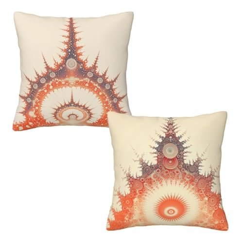 Kissenbezug 50x50 cm Creme, Dekokissen Kissenbezüge 2er Set, Samt Sofakissen Kopfkissenbezug, Deko Kissen Abstrakt Beidseitiger Druck, Zierkissen Kissenbezug, Herbst Deko Wohnzimmer Schlafzimmer E-80 von Linncen