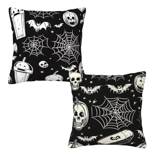 Kissenbezug 55x55 Halloween, Dekokissen Kissenbezüge 2er Set, Samt Sofakissen Kopfkissenbezug, Deko Kissen Schwarz Beidseitiger Druck, Zierkissen Kissenbezug, Herbst Deko Wohnzimmer Schlafzimmer H-66 Kissenbezug 55x55 Halloween, Dekokissen Kissenbezüge 2er Set, Samt Sofakissen Kopfkissenbezug, Deko Kissen Schwarz Beidseitiger Druck, Zierkissen Kissenbezug, Herbst Deko Wohnzimmer Schlafzimmer H-66 von Linncen