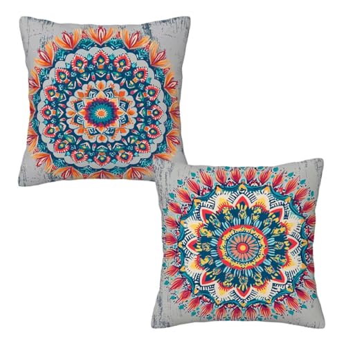 Kissenbezug 55x55 cm Grau, Dekokissen Kissenbezüge 2er Set, Samt Sofakissen Kopfkissenbezug, Deko Kissen Mandala Beidseitiger Druck, Zierkissen Kissenbezug für Herbst Deko Wohnzimmer Schlafzimmer E-4 Kissenbezug 55x55 cm Grau, Dekokissen Kissenbezüge 2er Set, Samt Sofakissen Kopfkissenbezug, Deko Kissen Mandala Beidseitiger Druck, Zierkissen Kissenbezug für Herbst Deko Wohnzimmer Schlafzimmer E-4 von Linncen