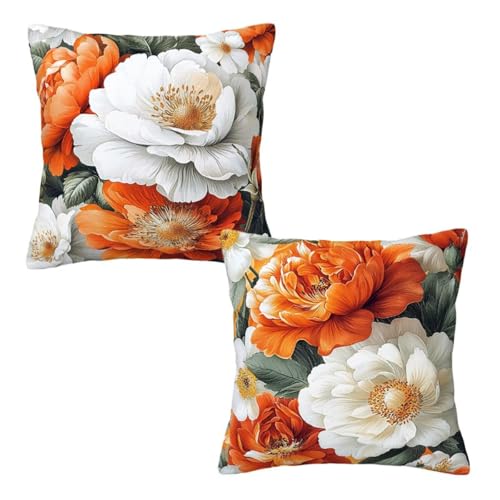 Kissenbezug 60x60 cm Blumen, Dekokissen Kissenbezüge 2er Set, Samt Sofakissen Kopfkissenbezug, Deko Kissen Retro Beidseitiger Druck, Zierkissen Kissenbezug für Herbst Deko Wohnzimmer Schlafzimmer Z-12 Kissenbezug 60x60 cm Blumen, Dekokissen Kissenbezüge 2er Set, Samt Sofakissen Kopfkissenbezug, Deko Kissen Retro Beidseitiger Druck, Zierkissen Kissenbezug für Herbst Deko Wohnzimmer Schlafzimmer Z-12 von Linncen