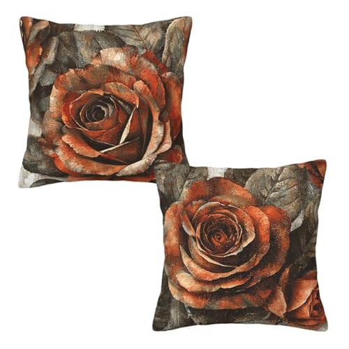 Kissenbezug 60x60 cm Retro, Dekokissen Kissenbezüge 2er Set, Samt Sofakissen Kopfkissenbezug, Deko Kissen Blumen Beidseitiger Druck, Zierkissen Kissenbezug für Herbst Deko Wohnzimmer Schlafzimmer Z-8 Kissenbezug 60x60 cm Retro, Dekokissen Kissenbezüge 2er Set, Samt Sofakissen Kopfkissenbezug, Deko Kissen Blumen Beidseitiger Druck, Zierkissen Kissenbezug für Herbst Deko Wohnzimmer Schlafzimmer Z-8 von Linncen