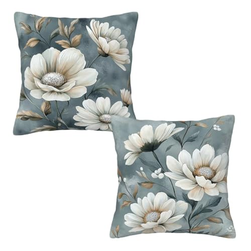 Kissenbezug 65x65 cm Grau, Dekokissen Kissenbezüge 2er Set, Samt Sofakissen Kopfkissenbezug, Deko Kissen Blumen Beidseitiger Druck, Zierkissen Kissenbezug für Herbst Deko Wohnzimmer Schlafzimmer A-94 Kissenbezug 65x65 cm Grau, Dekokissen Kissenbezüge 2er Set, Samt Sofakissen Kopfkissenbezug, Deko Kissen Blumen Beidseitiger Druck, Zierkissen Kissenbezug für Herbst Deko Wohnzimmer Schlafzimmer A-94 von Linncen