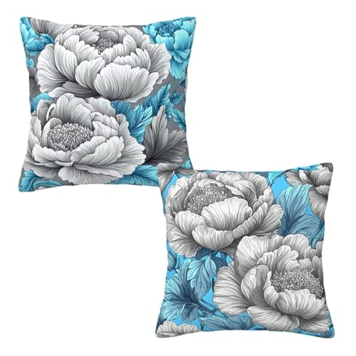 Kissenbezug 80x80 Blau, Dekokissen Kissenbezüge 2er Set, Samt Sofakissen Kopfkissenbezug, Deko Kissen Graue Blumen Beidseitiger Druck, Zierkissen Kissenbezug, Herbst Deko Wohnzimmer Schlafzimmer Z-0 Kissenbezug 80x80 Blau, Dekokissen Kissenbezüge 2er Set, Samt Sofakissen Kopfkissenbezug, Deko Kissen Graue Blumen Beidseitiger Druck, Zierkissen Kissenbezug, Herbst Deko Wohnzimmer Schlafzimmer Z-0 von Linncen