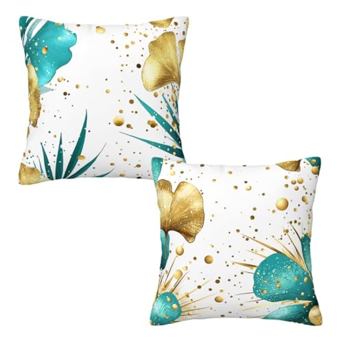 Kissenbezug 80x80 Weiß, Dekokissen Kissenbezüge 2er Set, Samt Sofakissen Kopfkissenbezug, Deko Kissen Blaugrüne Blätter Beidseitiger Druck, Zierkissen Kissenbezug, Deko Wohnzimmer Schlafzimmer Z-72 Kissenbezug 80x80 Weiß, Dekokissen Kissenbezüge 2er Set, Samt Sofakissen Kopfkissenbezug, Deko Kissen Blaugrüne Blätter Beidseitiger Druck, Zierkissen Kissenbezug, Deko Wohnzimmer Schlafzimmer Z-72 von Linncen