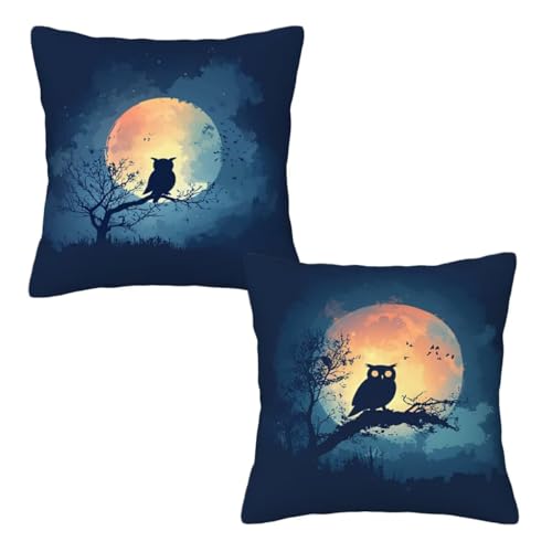 Kissenbezug 80x80 cm Blau, Dekokissen Kissenbezüge 2er Set, Samt Sofakissen Kopfkissenbezug, Deko Kissen Tier Beidseitiger Druck, Zierkissen Kissenbezug für Herbst Deko Wohnzimmer Schlafzimmer H-40 Kissenbezug 80x80 cm Blau, Dekokissen Kissenbezüge 2er Set, Samt Sofakissen Kopfkissenbezug, Deko Kissen Tier Beidseitiger Druck, Zierkissen Kissenbezug für Herbst Deko Wohnzimmer Schlafzimmer H-40 von Linncen