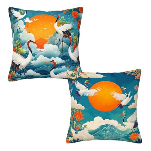 Kissenbezug 80x80 cm Blau, Dekokissen Kissenbezüge 2er Set, Samt Sofakissen Kopfkissenbezug, Deko Kissen Vogel Beidseitiger Druck, Zierkissen Kissenbezug für Herbst Deko Wohnzimmer Schlafzimmer Z-94 Kissenbezug 80x80 cm Blau, Dekokissen Kissenbezüge 2er Set, Samt Sofakissen Kopfkissenbezug, Deko Kissen Vogel Beidseitiger Druck, Zierkissen Kissenbezug für Herbst Deko Wohnzimmer Schlafzimmer Z-94 von Linncen