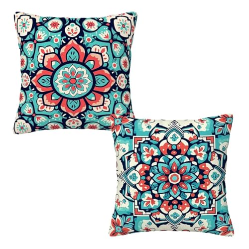 Kissenbezug 80x80 cm Boho, Dekokissen Kissenbezüge 2er Set, Samt Sofakissen Kopfkissenbezug, Deko Kissen Blaugrün Beidseitiger Druck, Zierkissen Kissenbezug, Herbst Deko Wohnzimmer Schlafzimmer Z-46 Kissenbezug 80x80 cm Boho, Dekokissen Kissenbezüge 2er Set, Samt Sofakissen Kopfkissenbezug, Deko Kissen Blaugrün Beidseitiger Druck, Zierkissen Kissenbezug, Herbst Deko Wohnzimmer Schlafzimmer Z-46 von Linncen
