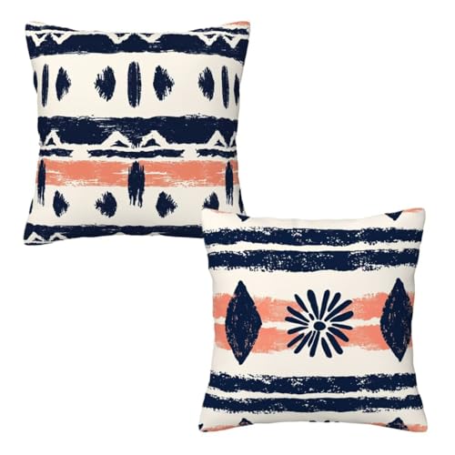 Kissenbezug 80x80 cm Boho, Dekokissen Kissenbezüge 2er Set, Samt Sofakissen Kopfkissenbezug, Deko Kissen Rosa Beidseitiger Druck, Zierkissen Kissenbezug für Herbst Deko Wohnzimmer Schlafzimmer Z-38 von Linncen