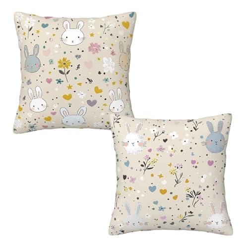 Kissenbezug 80x80 cm Creme, Dekokissen Kissenbezüge 2er Set, Samt Sofakissen Kopfkissenbezug, Deko Kissen Niedlich Beidseitiger Druck, Zierkissen Kissenbezug, Herbst Deko Wohnzimmer Schlafzimmer A-92 von Linncen