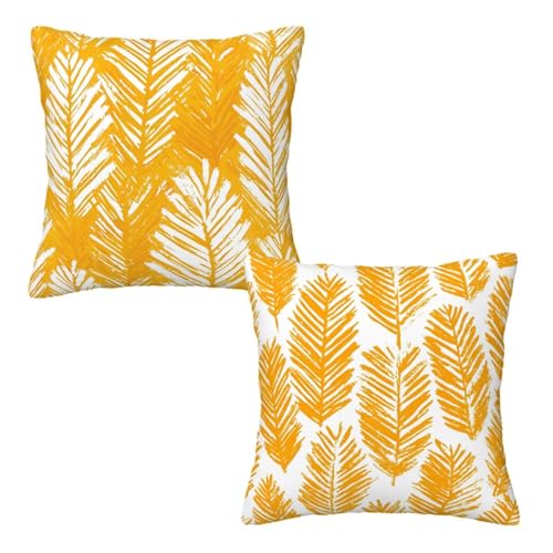 Kissenbezug 80x80 cm Gelb, Dekokissen Kissenbezüge 2er Set, Samt Sofakissen Kopfkissenbezug, Deko Kissen Blätter Beidseitiger Druck, Zierkissen Kissenbezug für Herbst Deko Wohnzimmer Schlafzimmer A-84 Kissenbezug 80x80 cm Gelb, Dekokissen Kissenbezüge 2er Set, Samt Sofakissen Kopfkissenbezug, Deko Kissen Blätter Beidseitiger Druck, Zierkissen Kissenbezug für Herbst Deko Wohnzimmer Schlafzimmer A-84 von Linncen