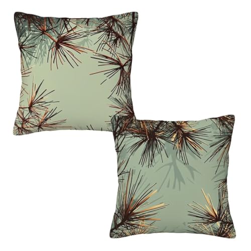 Kissenbezug 80x80 cm Olive, Dekokissen Kissenbezüge 2er Set, Samt Sofakissen Kopfkissenbezug, Deko Kissen Anlage Beidseitiger Druck, Zierkissen Kissenbezug für Herbst Deko Wohnzimmer Schlafzimmer Z-62 von Linncen