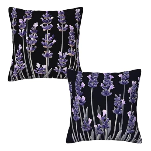 Kopfkissenbezug 35x35 2er Set Schwarz Dekokissen Kissenbezüge, Samt Sofakissen Kopfkissenbezug, Deko Kissen Lila Blüten Muster Beidseitiger Druck für Herbst Deko Wohnzimmer, Geschenke für Frauen H-95 Kopfkissenbezug 35x35 2er Set Schwarz Dekokissen Kissenbezüge, Samt Sofakissen Kopfkissenbezug, Deko Kissen Lila Blüten Muster Beidseitiger Druck für Herbst Deko Wohnzimmer, Geschenke für Frauen H-95 von Linncen