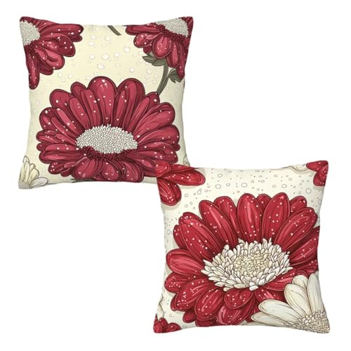 Kopfkissenbezug 35x35 cm 2er Set Beige Dekokissen Kissenbezüge, Samt Sofakissen Kopfkissenbezug, Deko Kissen Rote Blumen Muster Beidseitiger Druck für Herbst Deko Wohnzimmer, Geschenke für Frauen E-55 Kopfkissenbezug 35x35 cm 2er Set Beige Dekokissen Kissenbezüge, Samt Sofakissen Kopfkissenbezug, Deko Kissen Rote Blumen Muster Beidseitiger Druck für Herbst Deko Wohnzimmer, Geschenke für Frauen E-55 von Linncen